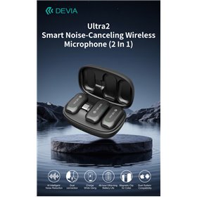 Ultra2 Doppio Microfono Wireless con Riduzione Rumore AI e Clip Magnetica connessione tipo-C e Lightning