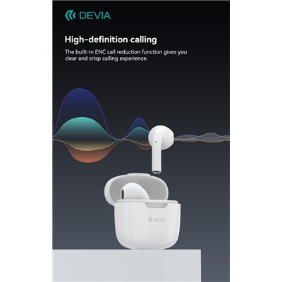 Auricolari Devia TWS-K1 Bluetooth 5.3 EM057 Bianchi