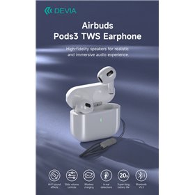 Auricolari Airbuds Pods3 TWS EM410 BT 5.3 Carica Wireless Bianchi