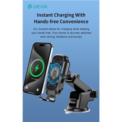 Supporto smartphone per auto con carica wireless telescopico