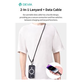 Cordino con Cavo Carica C-Lightning tracolla 1.2mt porta telefono Viola