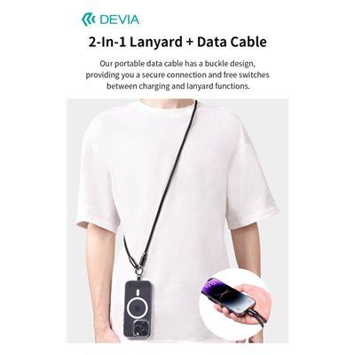 Cordino con Cavo Carica C-Lightning tracolla 1.2mt porta telefono Viola