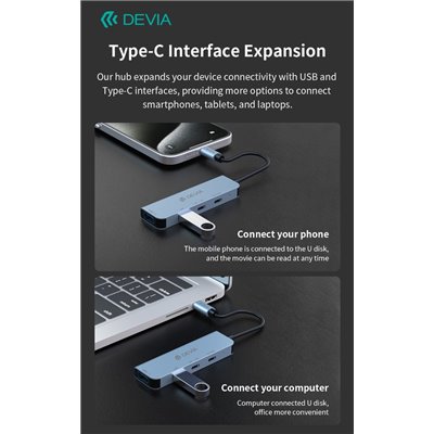 HUB 4 in 1 da tipo C a USB x2 + C + PD 100 W serie Leopard