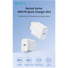 Carica Batterie PD 45 Watt Tipo-C per carica rapida bianco