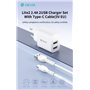 Caricabatterie 2.4A 2 USB-A 5V 12 Watt Con Cavo Tipo-C Bianco