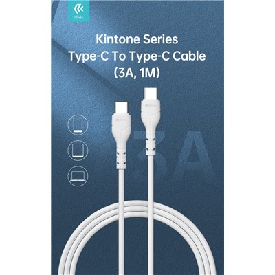 Kintone Cavo da Tipo-C a Tipo-C 5V 3A 1Mt Carica e dati Bianco
