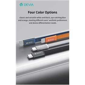 Cavo di ricarica rapida piatto in metallo intrecciato Ultra3 C-C PD 240W (1,5 m) Arancio
