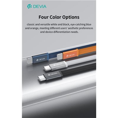 Cavo di ricarica rapida piatto in metallo intrecciato Ultra3 C-C PD 240W (1,5 m) Arancio