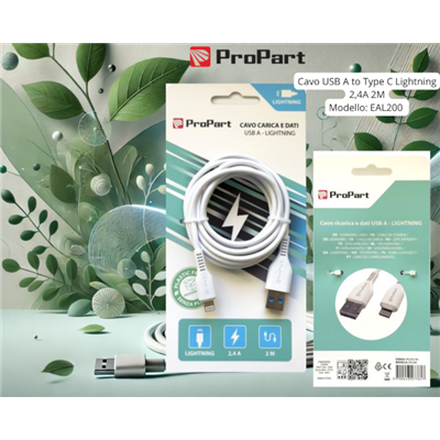 Cavo Lightning Apple 5V 2.4A 2mt Carica e dati Bianco