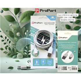 Cavo Lightning Apple 5V 2.4A 1.5mt Carica e dati Bianco