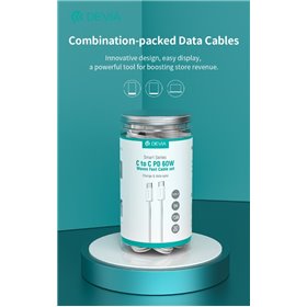 Set Cavi in Barattolo USB-C a USB-C PD 60W Intrecciati Fast Charge (30 pezzi, 1 m, 3A)