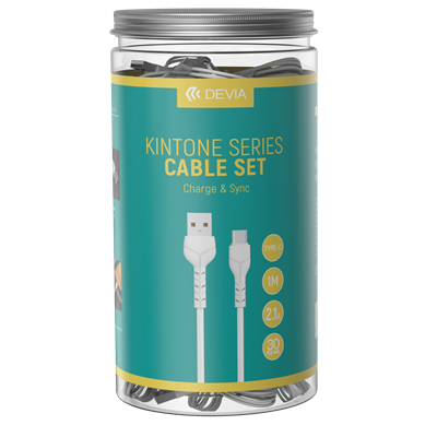 30 Cavi bulk in Barattolo V2 Tipo-C 5V 2.1A Bianchi