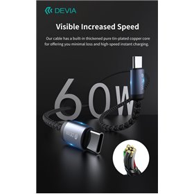 Cavo carica rapida da C a C PD 60W 3A, 3 Metri Nero