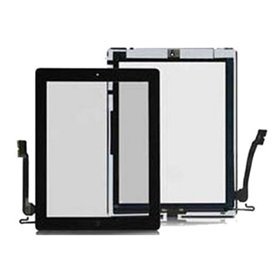 Touch Panel con Pulsante e adesivo per iPad 4 Nero AAA+