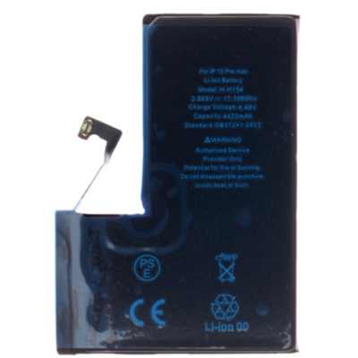 Batteria per iPhone 15 Pro Max 4422mAh Li-Ion resettata diagnostica