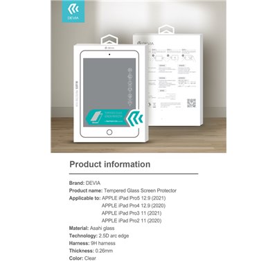 Protezione schermo in vetro temperato per iPad Pro 12.9 2021