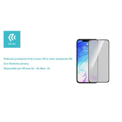 Pellicola Full 3D vetro temperato Privacy per iPhone Xs 5.8
