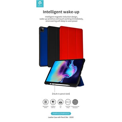 Cover in pelle con supporto pencil iPad 12.9 Pro 2020 Nera