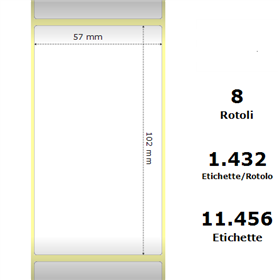 White 57x102mm, 1432 Et/Rotolo Z-2000D,2.2x4x3 Core,circonferenza 174mm