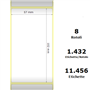 White 57x102mm, 1432 Et/Rotolo Z-2000D,2.2x4x3 Core,circonferenza 174mm