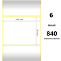 White 102x76mm, 840 Et/Rotolo Z-2000D 4x3x1 Core, 6 Rolls