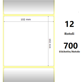 White 102x102mm, 700 Et/Rotolo Z-1000D,4x4x1 Core ,12 Rolls