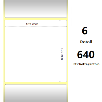 White 102x102mm, 640 Et/Rotolo Z-2000D 4x4x 1 Core,circonferenza 106mm