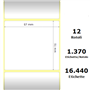 White 57x51mm,1370 Et/Rotolo Z-2000D, 2.2x2x1 Core,circonferenza 111mm 12 Rolls