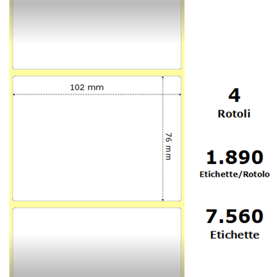 White 102x76mm,1890 Et/Rotolo Z-2000D, 4x3x3 Core,circonferenza 174mm
