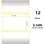 White 51x32mm,2100 Et/Rotolo Z-1000D, 2x1.3x1 Core,circonferenza 111mm