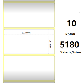 White 51x25mm, 5180 Et/Rotolo Z-2000D, 2x1x3 Core,circonferenza 170mm