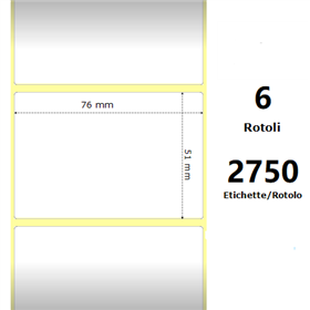 White 76x51mm, 2750 Et/Rotolo Z-2000D 3x2x3 Core,circonferenza 174mm