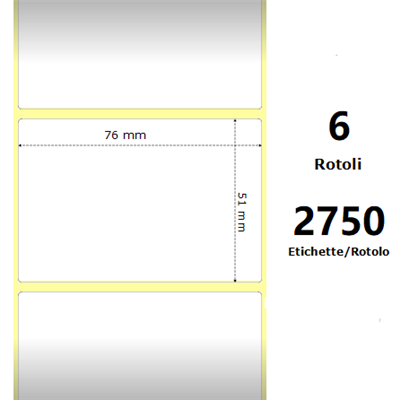 White 76x51mm, 2750 Et/Rotolo Z-2000D 3x2x3 Core,circonferenza 174mm