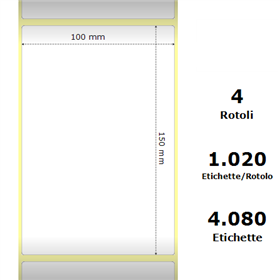 White 100x150mm,1020 Et/Rotolo Z-1000D,3.9x5.9x3 Core,circonferenza 177mm