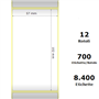 White 57x102mm,700 Et/Rotolo Z-2000D, 2.2x4x1Core,circonferenza 111mm 12 Rolls