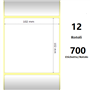 White 102x102mm, 700 Et/Rotolo Z-2000D 4x4x1 Core, 12 Rolls