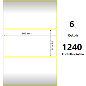 White 102x51mm, 1240 Et/Rotolo Z-2000D 4x2x 1 Core,circonferenza 106mm