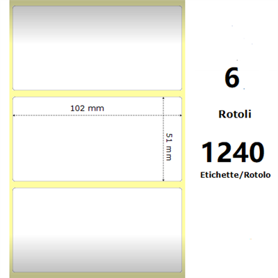 White 102x51mm, 1240 Et/Rotolo Z-2000D 4x2x 1 Core,circonferenza 106mm