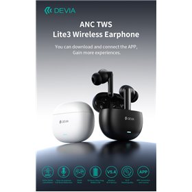 Auricolari wireless ANC TWS Lite3 Bluetooth 5.4 Bianchi