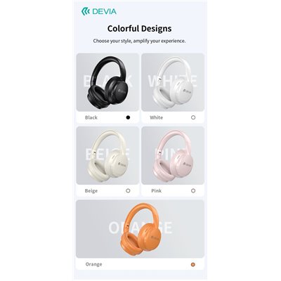 Lite1 Cuffie Over-Ear Wireless ad Alta Autonomia con Audio AAC e Ricarica Type-C Bianche