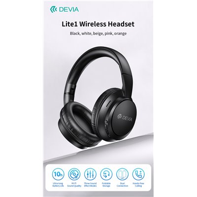 Lite1 Cuffie Over-Ear Wireless ad Alta Autonomia con Audio AAC e Ricarica Type-C Rosa