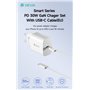 Carica Batterie Uscita con Cavo Tipo-C rapido PD 30 Watt GaN