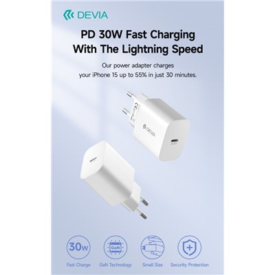 Carica Batterie Uscita Tipo-C carica rapida PD 30 Watt GaN