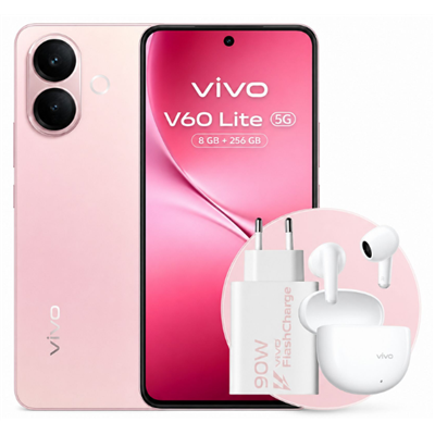Vivo V60 Lite 5G Special Pack Pink + Buds Air 3 e Alimentatore