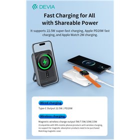 Power bank Magnetico con supporto anche per Apple Watch 22,5W 10.000 mAh Nero