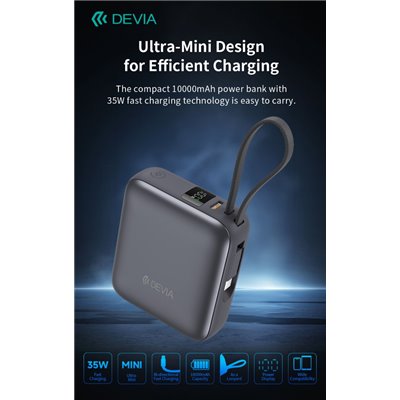 Power Bank Ultra1 carica rapida PD 35W 10.000 mAh con cavo Tipo-C