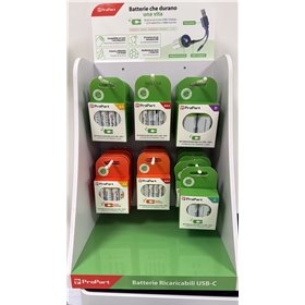 Espositore con ganci per batteria 