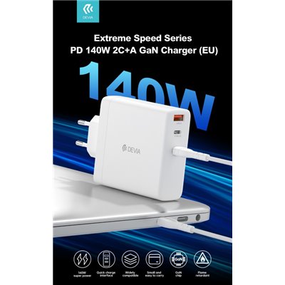 Carica batterie PD da 140 Watt GaN 2 uscite Tipo-C ed una Usb A