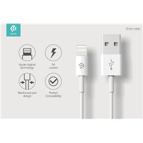 Cavo Dati Carica  USB Lightning iPhone e iPad IOS 1 metro Bianco