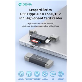 Lettore di schede SD/TF 2 in 1 ad alta velocitÃ  USB+TypeC 3.0 5Gpbs serie Leopar